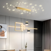 LED похот, окачена с дистанционното управление на Denisse 64W, студена/гореща/неутрална светлина, нестабилна, златна, регулируема височина, 2233/4GD