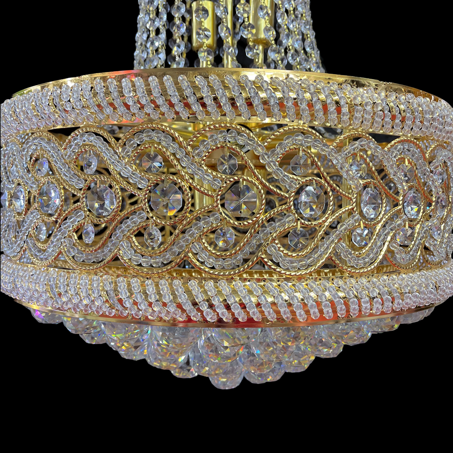 Кристален полилей Fiamma, 6x E14, диаметър 45 cm, злато