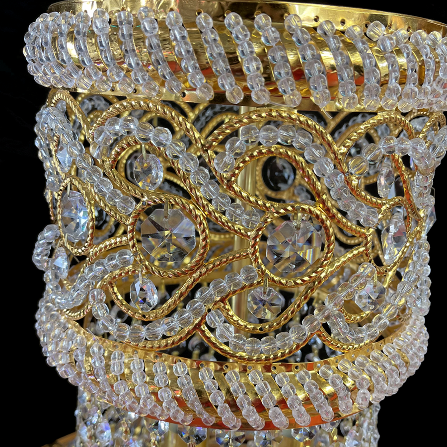 Кристален полилей Fiamma, 6x E14, диаметър 45 cm, злато