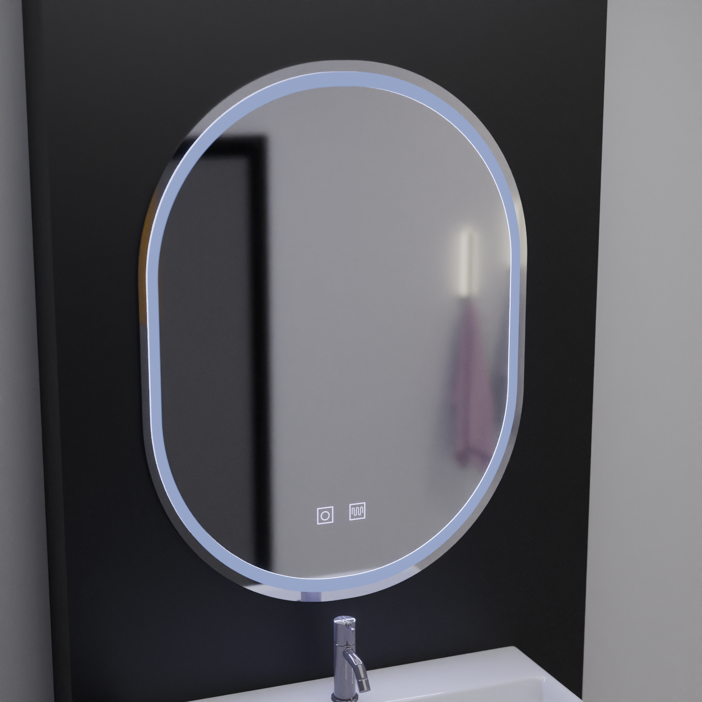 Овално LED огледало, 60x80cm, Velara Touch, система за разрушаване, подразбиращ се