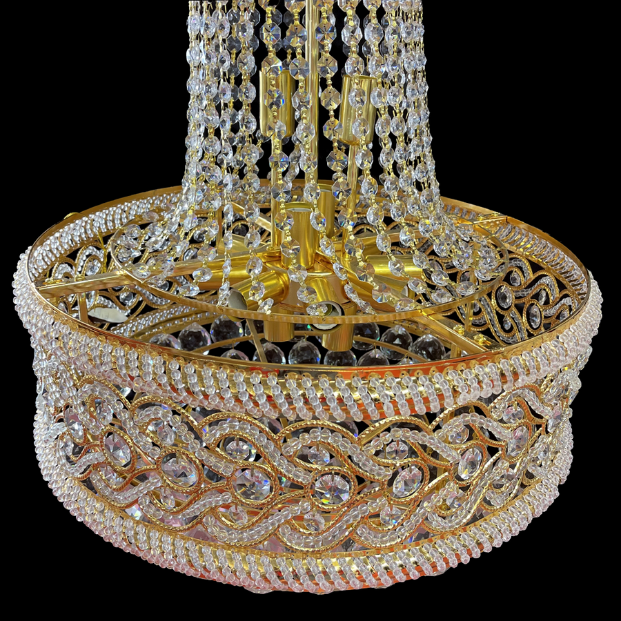 Кристален полилей Fiamma, 6x E14, диаметър 45 cm, злато
