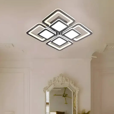 LED полилей със сусамово дистанционно управление 77W, 4 квадрата, студена/гореща/неутрална светлина, нестабилна, черна