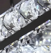LED полилей, окачен с дистанционно управление и кристална призма antitea 40W, 2 кръга, студена/гореща/неутрална светлина, нестабилна, лъскава хром, регулируема височина