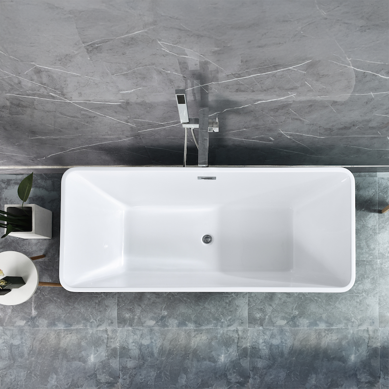 Свободно стояща вана, мощност, акрил, лимоново жълто, 170 × 78 × 60 cm