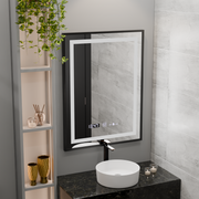 Правоъгълно светодиодно огледало, 60x80см, Verite Majeste Noir Motion Glow Marcello, система за размразяване, часовник и термометър, подразбиращ се