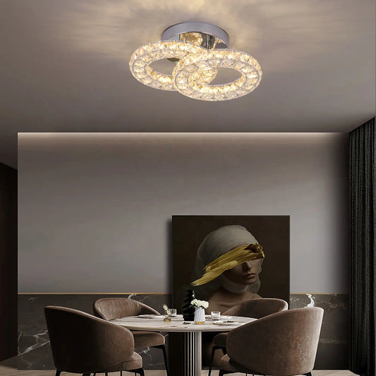 LED полилей с дистанционно управление и кристал Zabina 32W, 2 кръга, студена/гореща/неутрална светлина, нестабилна, лъскава хром