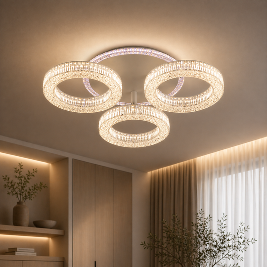LED полилей RONDA Nobile с дистанционно управление 46W, 3 кръга, студена/топла/неутрална светлина, димируем, бял LED полилей с дистанционно управление Заглавие по подразбиране Alessandro Design