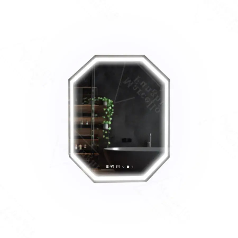 Polygon LED огледало, 60x80cm, Ralya Sensor Motionglow Marcello, система за деактивиране, часовник и термометър, Daimable