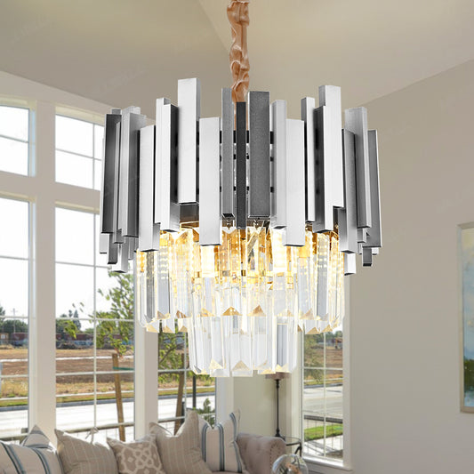Crystal Blois Petito 3xe14 полилей, диаметър 30 см, сребро, регулируема височина