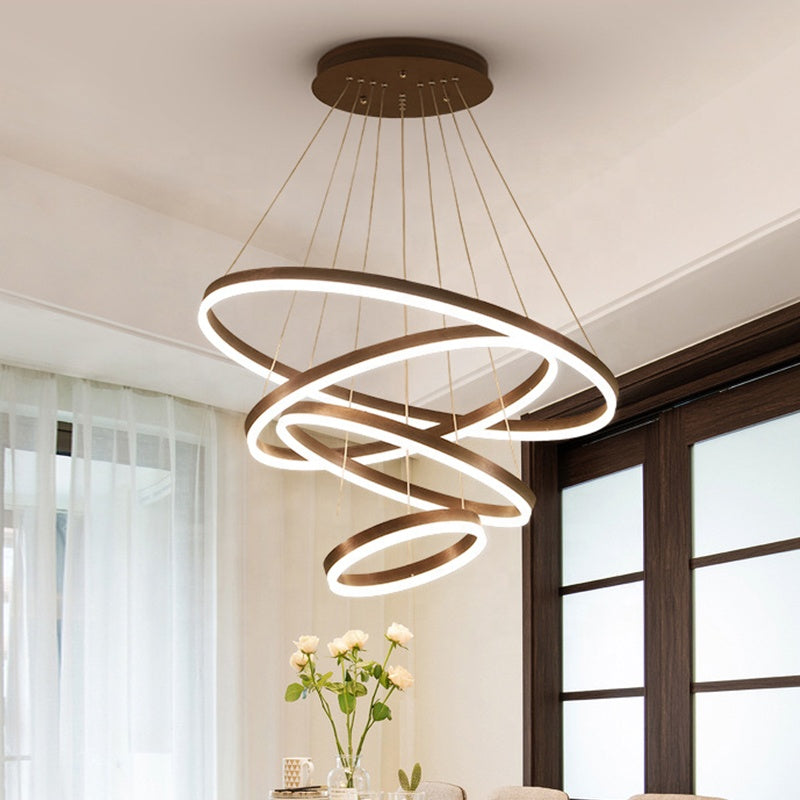 LED полилей, окачен с дистанционно управление на Casian 130W, 4 кръга, студена/гореща/неутрална светлина, нестабилна, черна, регулируема височина