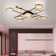LED полилей с дистанционно управление и Crystal Guida 46W, 8 елемента, студена/гореща/неутрална светлина, нестабилна, златисто черно