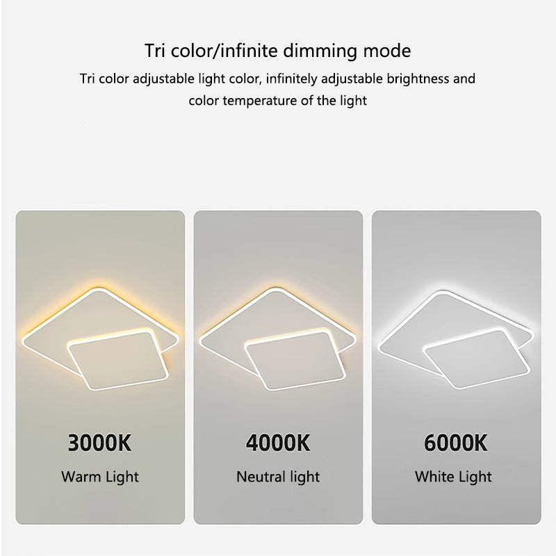 LED полилей с дистанционно управление майната светлина 98w, 2 квадрата, студена/гореща/неутрална светлина, нестабилна, бяла