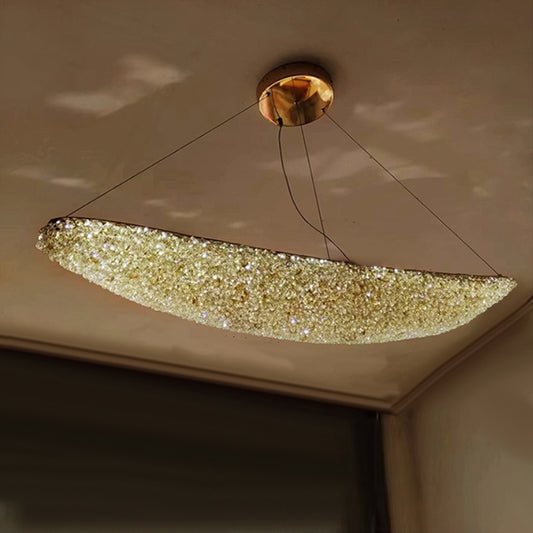 Модерен полилей с кристал, ларго ритмик, 31W, дължина на 80 см, злато, регулируема височина