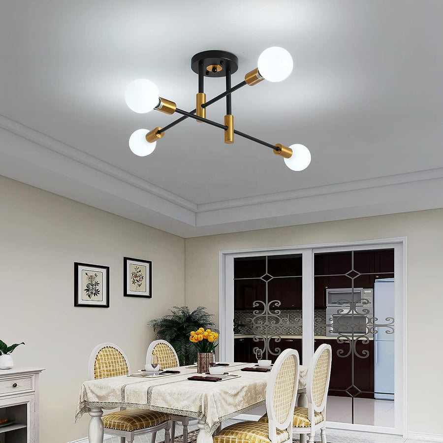 Модернистичен похот на езичници, 4x E27, черно и златно, модерен дизайн