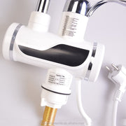 Електрическо докосване с незабавно отопление на вода, дисплей на светодиодната температура, хоризонтално с мивка/вана, 3000 W мощност, гореща вода 30 ° C-60 ° C, бяло, Z007xdt