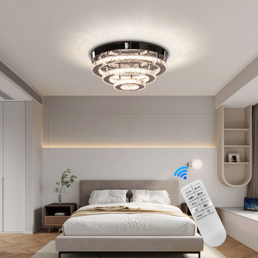 Кристален LED полилей LLC151/500CH, 64W, 3 елемента, студена/топла/неутрална светлина, димируем, блестящ хром