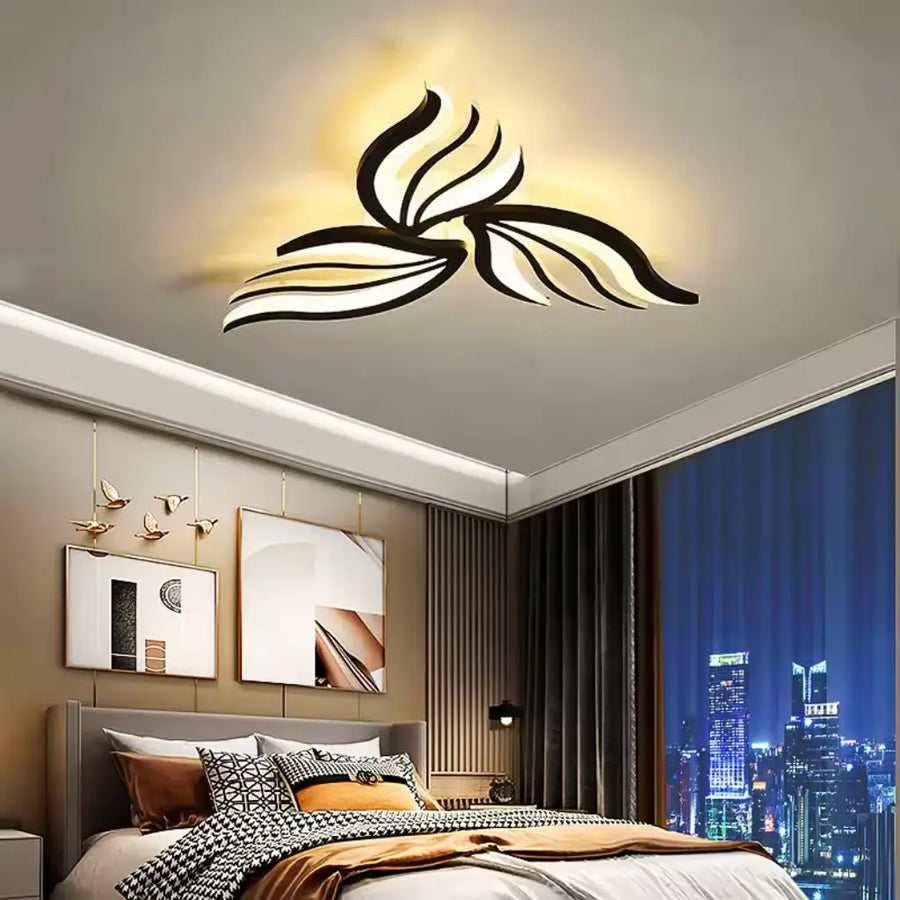 LED полилей със Sakura 37W дистанционно управление, 3 венчелистчета, студ/гореща/неутрална светлина, нестабилна, бяла