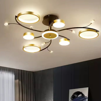 KARINA LED полилей с дистанционно управление, 31W, 6 елемента, топла/студена/неутрална светлина, димируем, златен