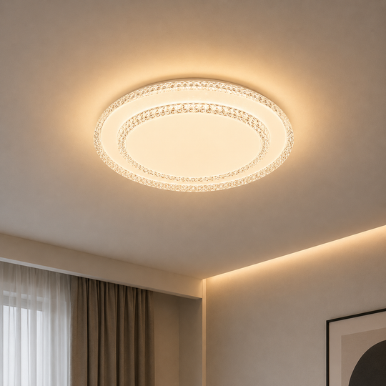 Благороден LED полилей QIKIQTAALUK, 40 W, диаметър 38 см, топла/неутрална/студена светлина, бял