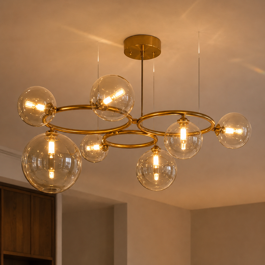 VENERE Luce Полилей, 3 кръга, 7xG9, злато, метал, регулируема височина