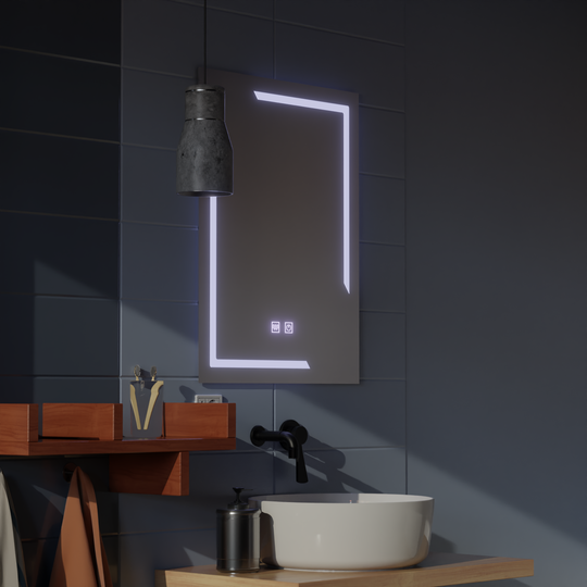 Правоъгълно LED огледало, 45x60cm, ECLISSA Touch, система против запотяване, димиране, студена светлина 6000K огледала Korman E Заглавие по подразбиране Alessandro Design