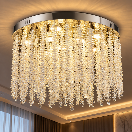 Кристален LED полилей LLC215/400WH кръгъл, 22W, студена/топла/неутрална светлина, кристал, злато