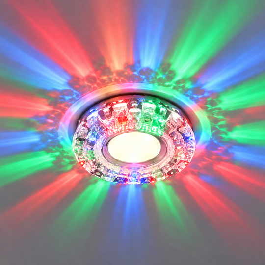 LED спот ORBITA, 5W, кръгъл, студена светлина + RGB, бял, смола и стъкло