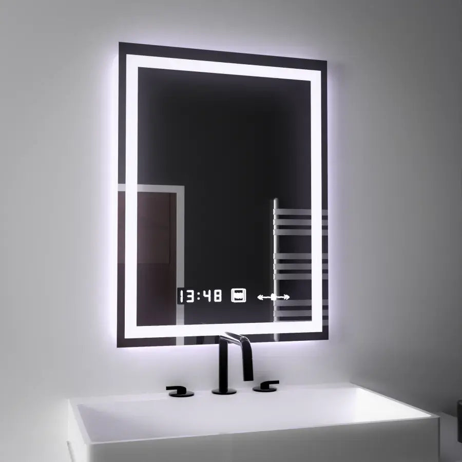 Правоъгълно светодиодно огледало 45x60cm verite motionglow marcellow simable clock system & timable термометър