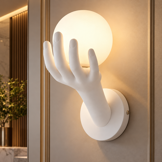 Декоративна LED лампа MANO, 15x30cm, 1xE27, стъкло и смола, бяла