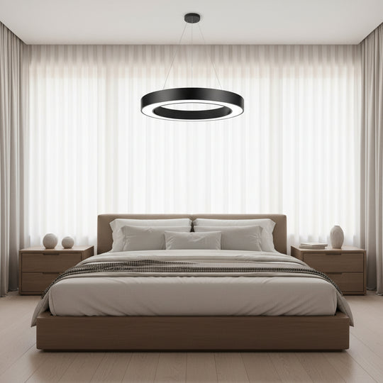 Окачен LED полилей ANGLE, D52 см, 25 W, регулируема височина, студена светлина, черен, метал и акрил