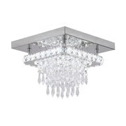 LED HANDELIER Alberico Square, 19W, студена/гореща/неутрална светлина, кристал, лъскав хром
