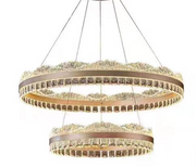 LED полилей, окачен с дистанционно управление на Nivalis, 126W, студена/гореща/неутрална светлина, нестабилна, регулируема височина, злато