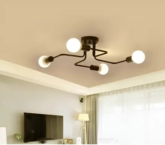 Модернистичен полилей Quadra 4, 4x E27, черен, модерен дизайн