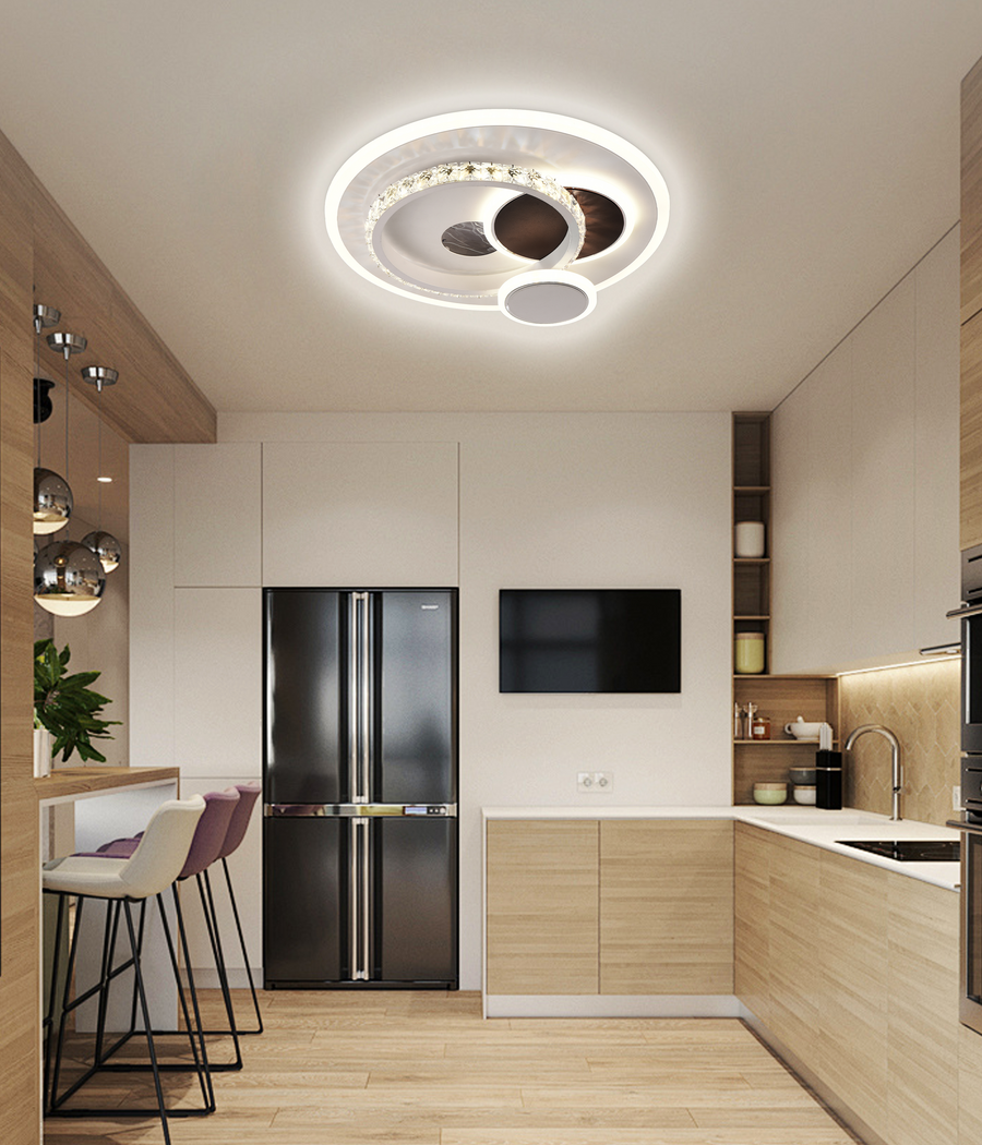 Heliox Crystal LED полилей, 43W, 4 кръга, студена/гореща/неутрална светлина, бяла