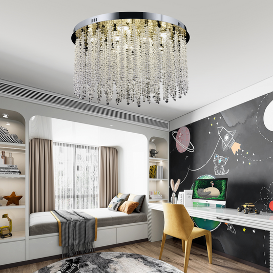 Кристален LED полилей LLC215/400WH кръгъл, 22W, студена/топла/неутрална светлина, кристал, злато