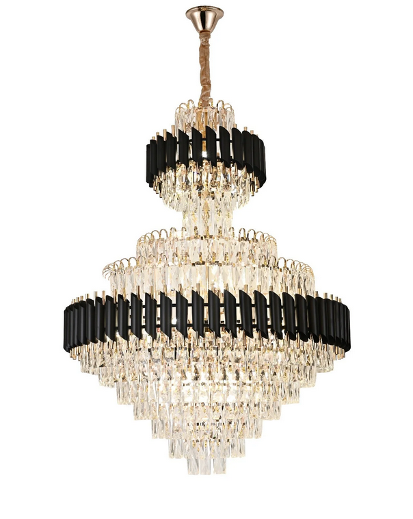 Crystal Chandelier Versailles Supremo Real E14, 80см х 110 см, лъскаво и черно злато, регулируема височина
