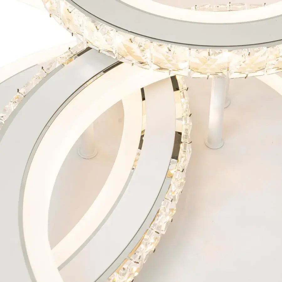 LED полилей с дистанционно управление и кристал Nova RGB 154W, 3 кръга, студена/гореща/неутрална светлина, бяло, бяло