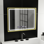 Правоъгълно светодиодно огледало, 80x60см, Royale Gold Motionglow Marcello, Devover, Clock & Thermometer, Dimable