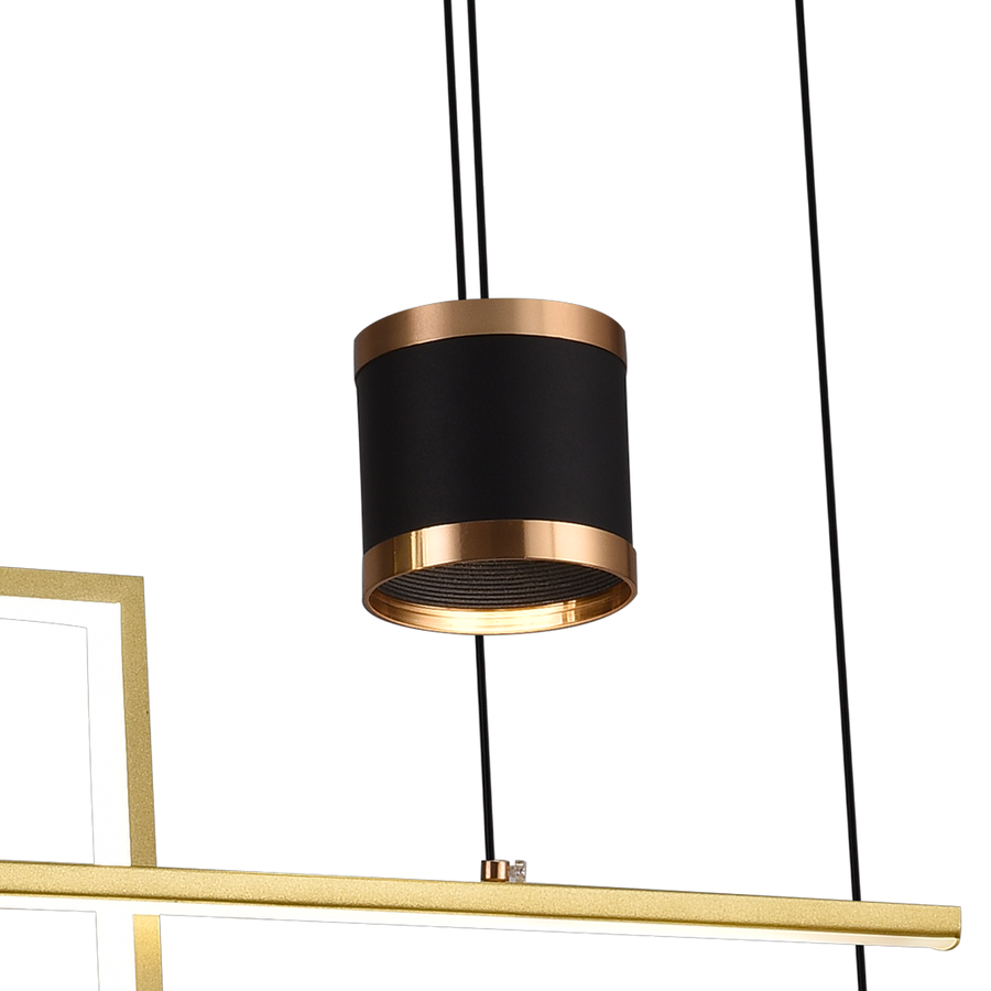 Окачен LED полилей с дистанционно DENISSE 81W, Студена/Топла/Неутрална светлина, Димируем, Златен, Регулируема височина, 2233/4GD