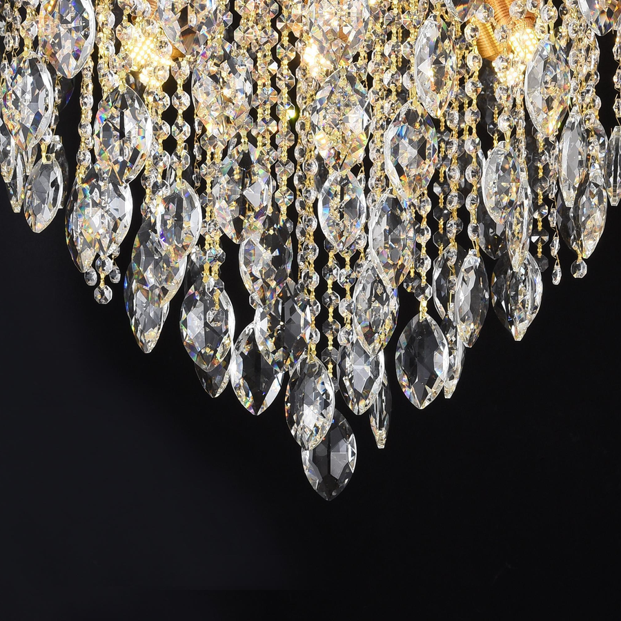 Кристален полилей Fiamma, 6x E14, диаметър 45 cm, злато