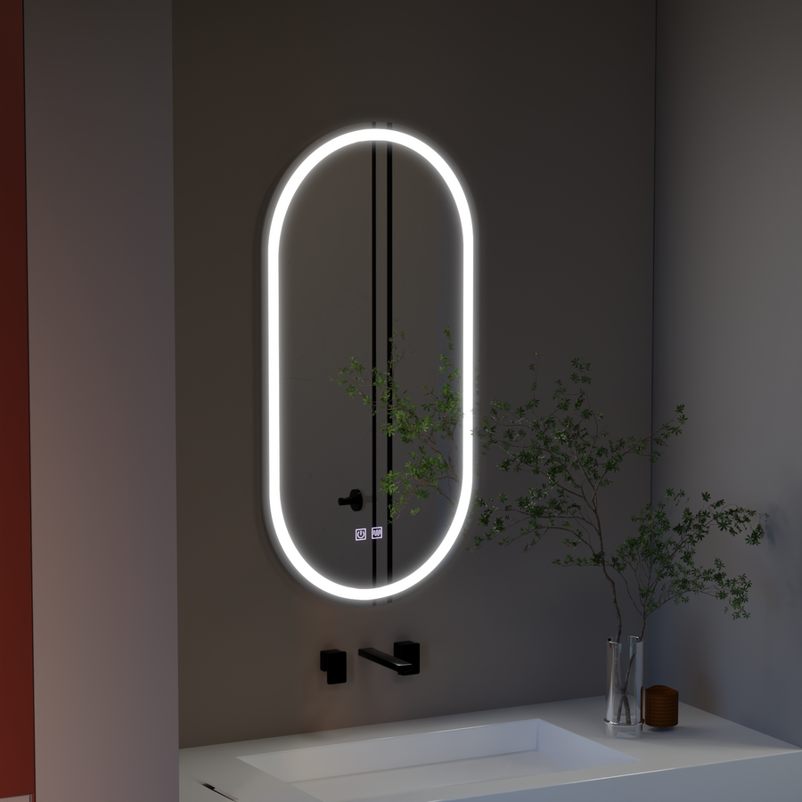 Овално LED огледало, 50x100cm, Velara Touch, система за разрушаване, подразбиращ се