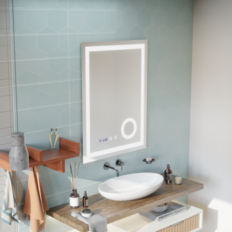 NIVERA LED Touch Mirror система против запотяване, часовник и температура 60x80 cm Козметична лупа