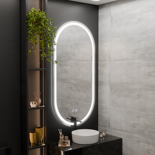 Овално LED огледало, 50x100cm, Velara Touch, система за разрушаване, подразбиращ се