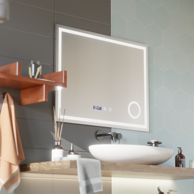 NIVERA LED Touch Mirror система против запотяване, часовник и температура 80x60 cm Козметична лупа