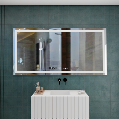 Правоъгълно светодиодно огледало, 120x60cm, verite motionglow marcello, система за размразяване, часовник и термометър, подражаема