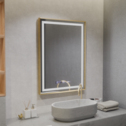 Правоъгълно светодиодно огледало, 60x80см, Royale Gold Motionglow Marcello, Dishobile System, Clock & Thermomet