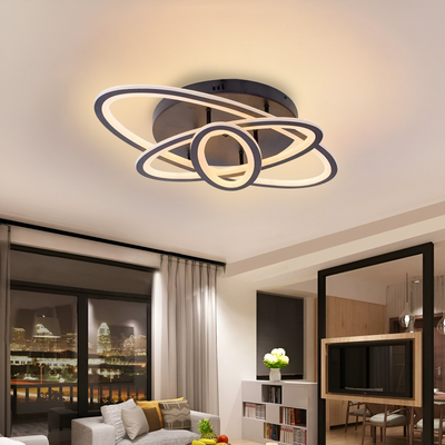 LED полилей с дистанционно управление TIANA 83W, 3 Елипси, Студена/Топла/Неутрална светлина, Димируем, Черен