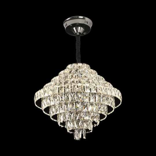 Полилей Crystal Opal с дистанционно управление, 110W, диаметър 35 cm, 3000K/4000/6000K, блестящ хром, регулируема височина Crystal Chandeliers Заглавие по подразбиране Alessandro Design