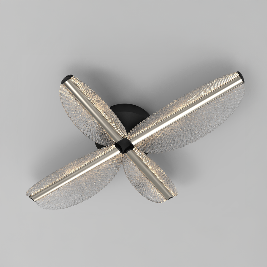 LED полилей с дистанционно управление TULLIO 45W, 4 венчелистчета, студена/топла/неутрална светлина, димируем, черен