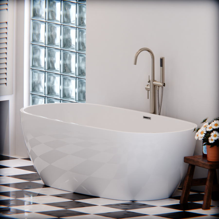 Самостоятелна вана, полуавала, акрил, Alba, 150 × 72 × 60 cm